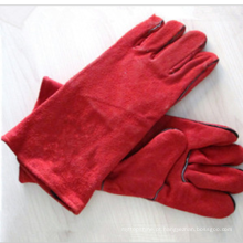 Couro Split de vaca, Sew Black Layering, One Piece Back, Forro completo 14/16 Inch Welding Gloves